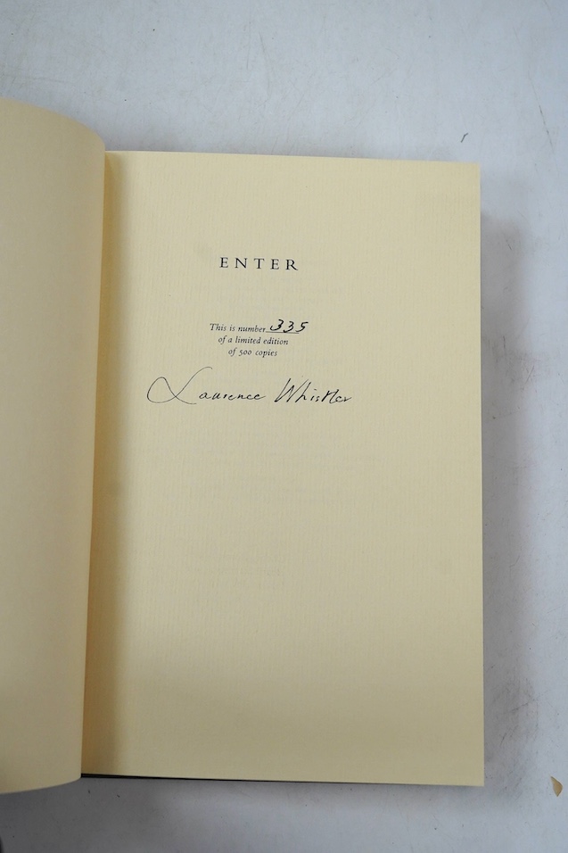 Whistler, Laurence - Enter. With an afterword by Christopher Booker. Limited Edition (of 50 numbered copies, signed by the author). decorated title and 5 plates; publisher's gilt pictorial cloth, in slipcase; Thompson, F